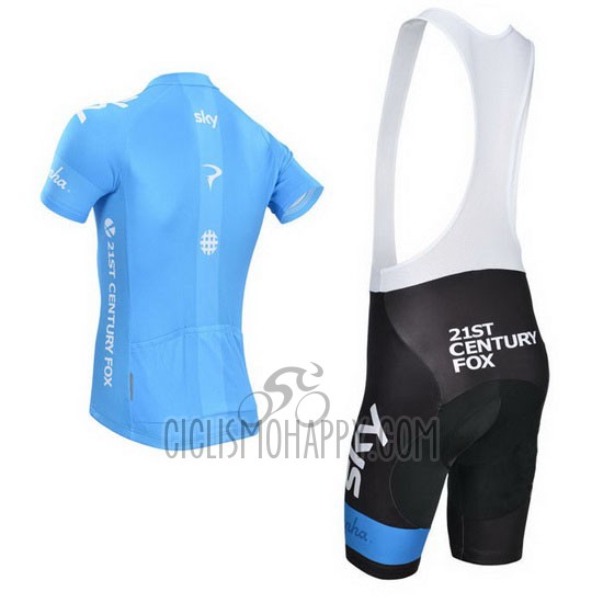 Sky Cycling Jersey Bib Short 2014 Short Sleeve Blue and White